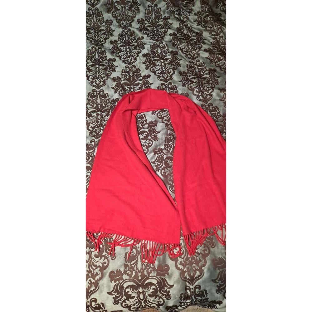 Vintage Cashmink V. Fraas Bloomingdales Red Scarf Wrap  Soft‎ Fringe GUC